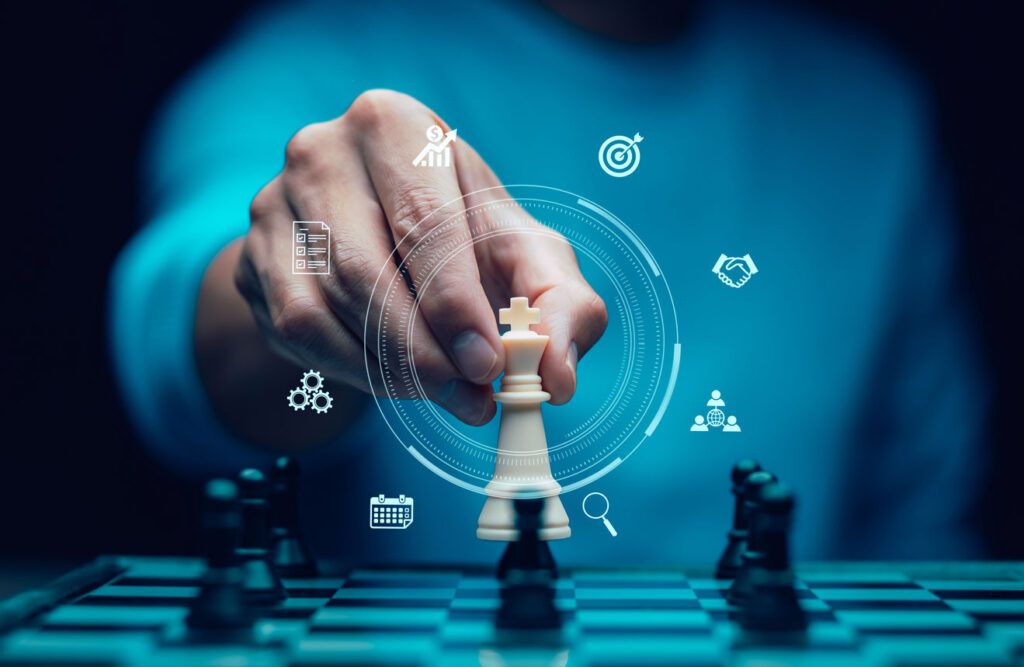 Recuitting Funnel ein Mann der Schach spielt